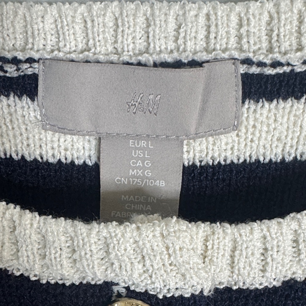 H&M Dark Blue and Cream Striped Sweater - Picture 2 of 3